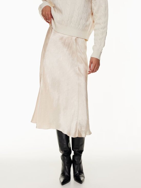 Aritzia Dresses & Skirts - Babaton Aritzia Pieta Satin high-waisted midi slip skirt Denude 00 NWOT